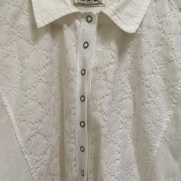 Vintage 💯 Cotton Textured Lace Shirt - Picture 6 of 13